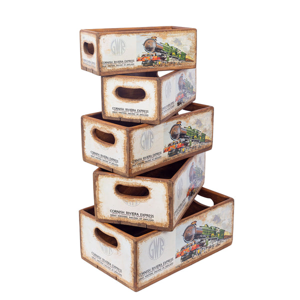 Set of 5 Nesting Shellfish Boxes - Cornish Rivieria