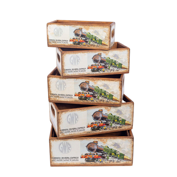 Set of 5 Nesting Shellfish Boxes - Cornish Rivieria
