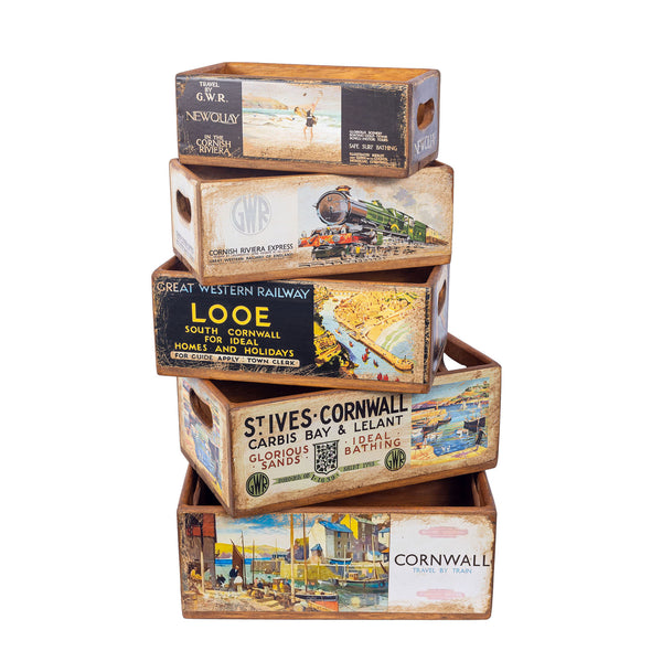 Set of 5 Nesitng Shellfish Boxes - Cornwall