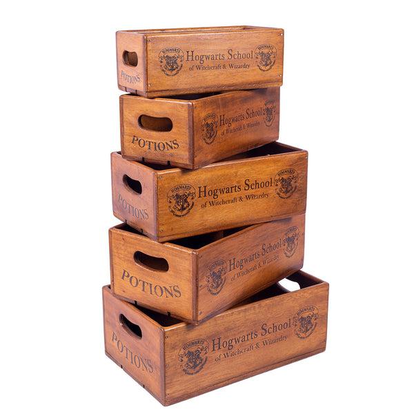 Set of 5 Nesting Shellfish Boxes - Hogwarts School with 2 Logos