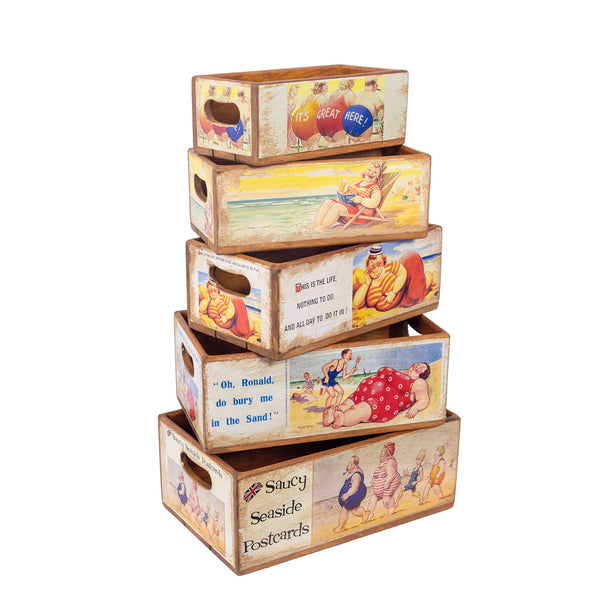 Set of 5 Nesting Shellfish Boxes - Beach Postcards