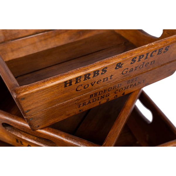 Set of 5 Nesting Vintage Oyster Boxes - Herbs & Spices