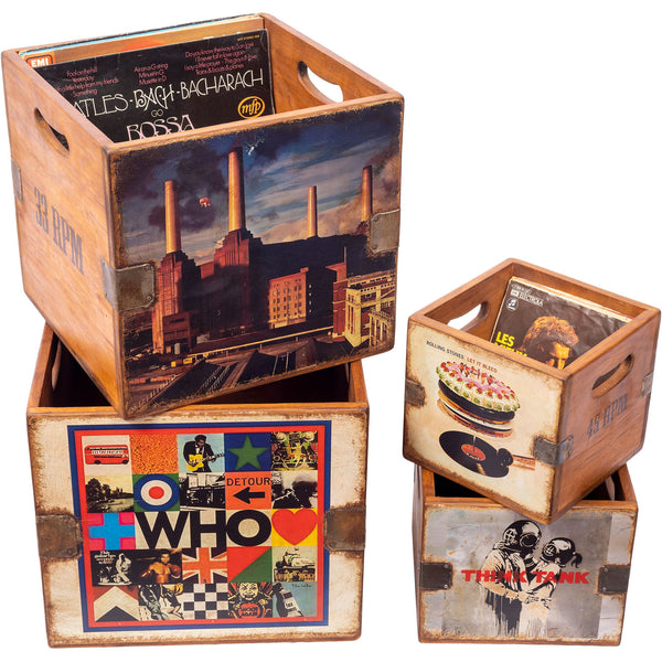 Set of 4 Nesting Vinyl Record Boxes - Who et al