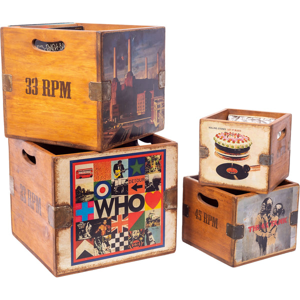 Set of 4 Nesting Vinyl Record Boxes - Who et al