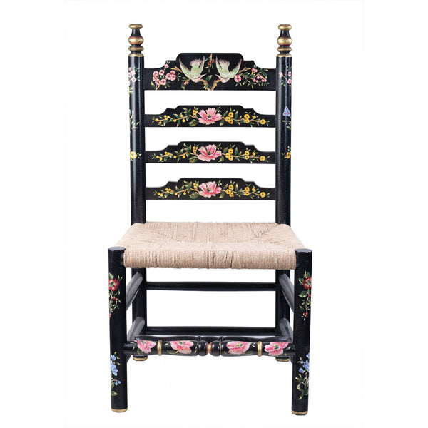 Black Lyre Bird Design Wooden Chair