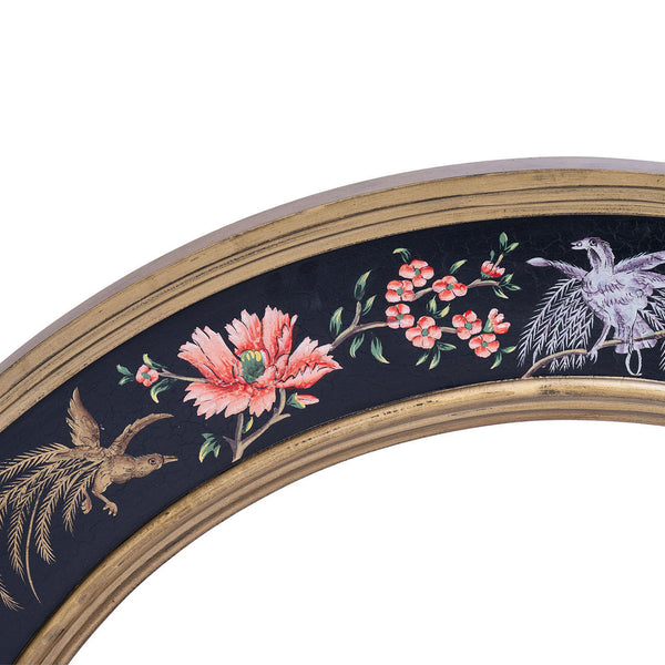 Black Lyre Bird Design Large Round Mirror