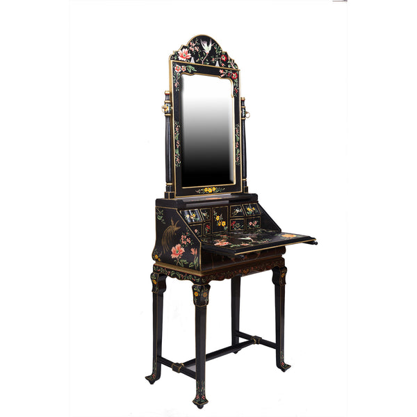 Black Lyre Bird Design Dresser with Mirror