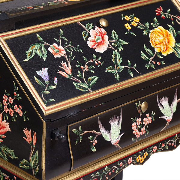 Black Lyre Bird Design Dresser with Mirror