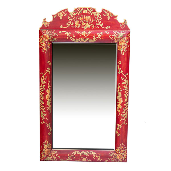 Red Floral Design Dressing Table Mirror