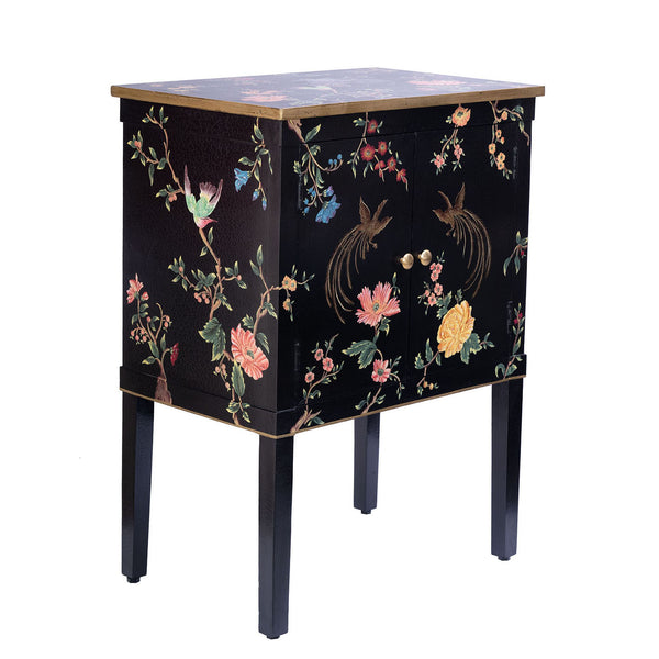 Black Lyre Bird Design Cabinet