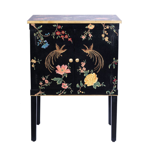 Black Lyre Bird Design Cabinet