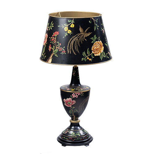 Black Lyre Bird Design Lamp with shade