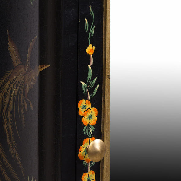 Black Lyre Bird Design Wall Unit