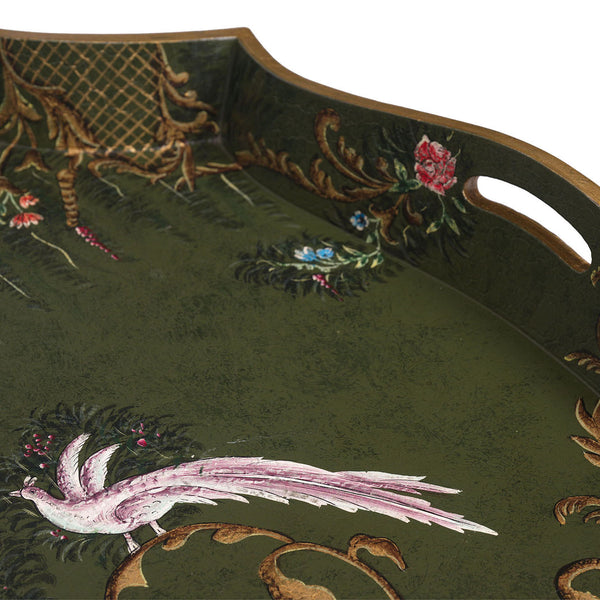 Green Fountain Design Tray on Stand