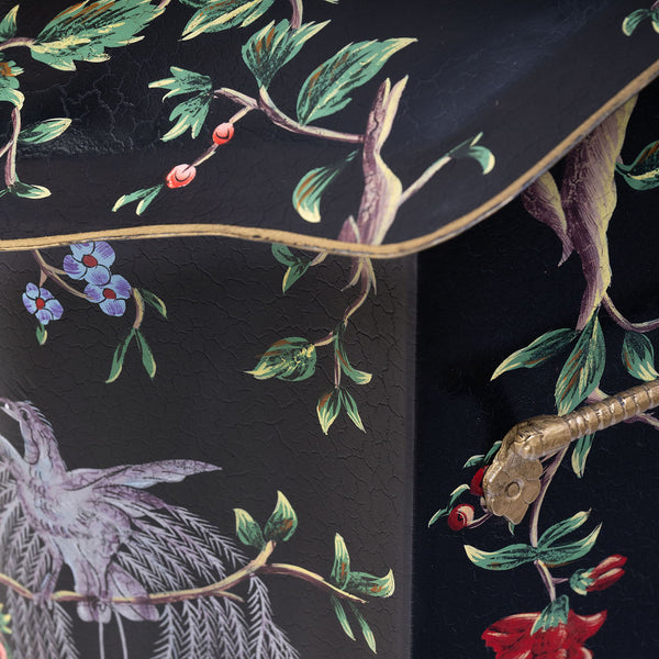 Black Lyre Bird Design Tall Decorative Box