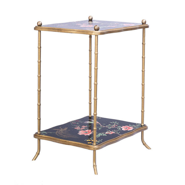 Black Lyre Bird Design 2 Tier Table