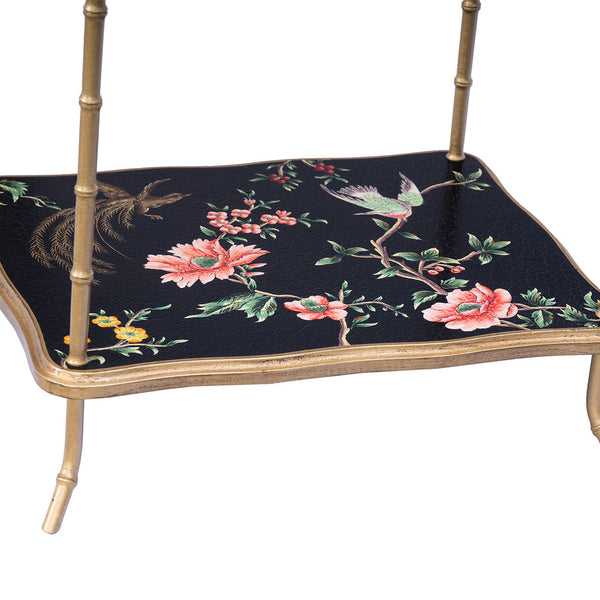 Black Lyre Bird Design 2 Tier Table