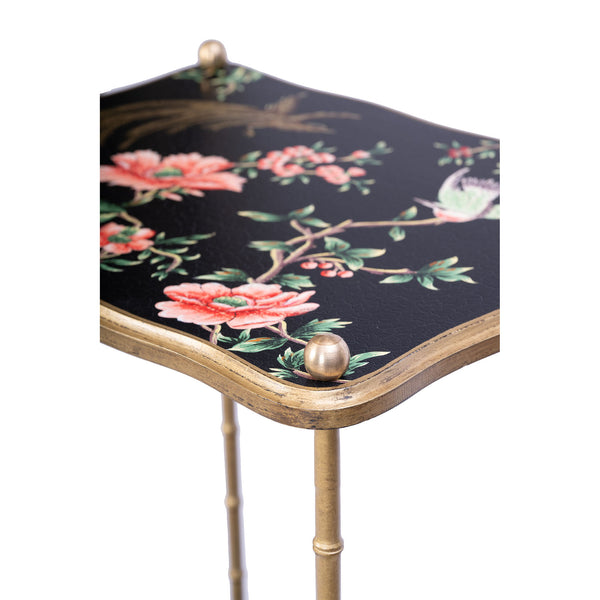 Black Lyre Bird Design 2 Tier Table