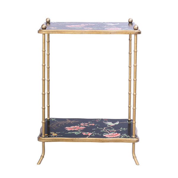 Black Lyre Bird Design 2 Tier Table