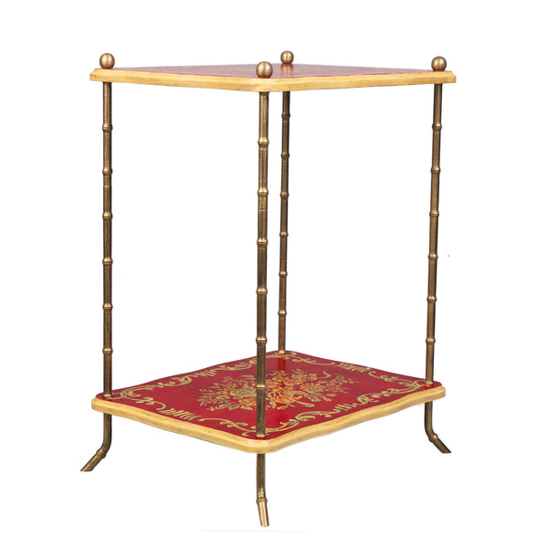 Red Floral Design 2 Tier Table