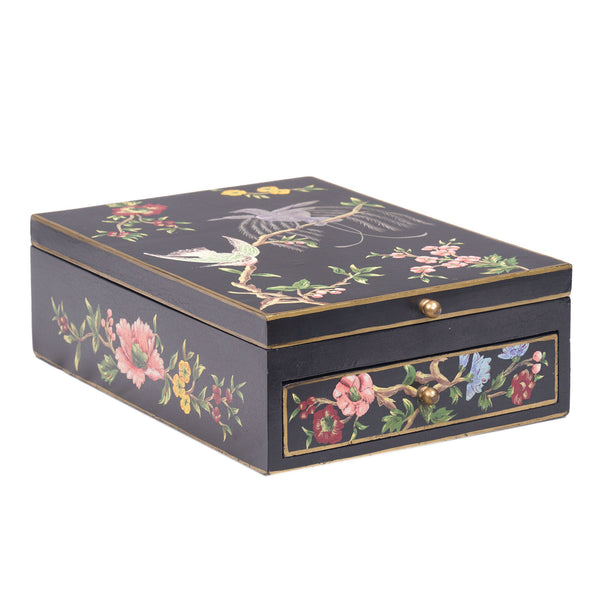 Black Lyre Bird Design Vanity Mirror with Storage