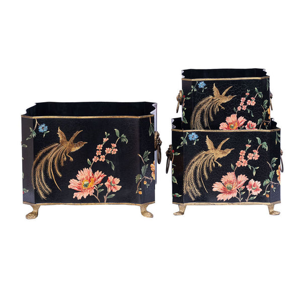 Black Lyre Bird Design Nest of 3 Boxes