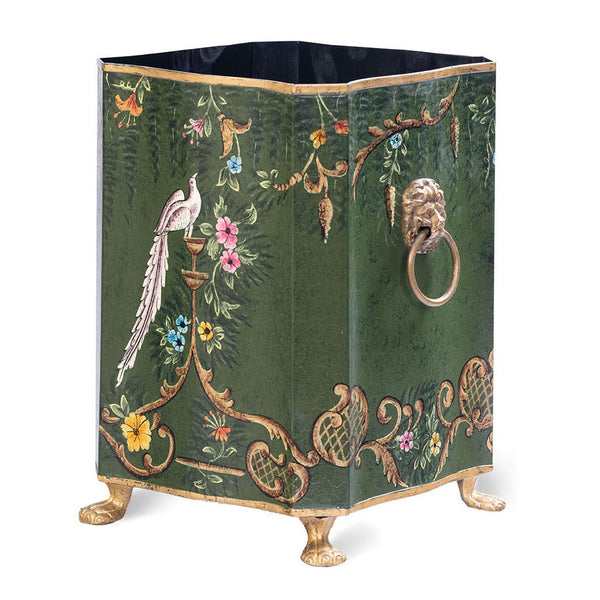 Green Fountain Design Bin with Handles and Feet