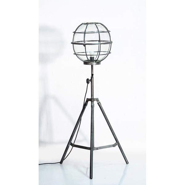 Upcycled Floor Lamp With Round Glass Cage