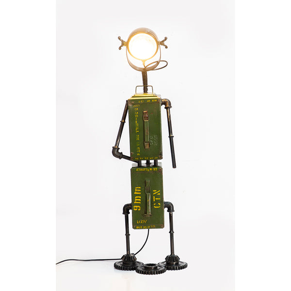 Upcycled Ammo Box Robot Table Light