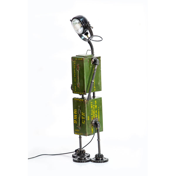 Upcycled Ammo Box Robot Table Light