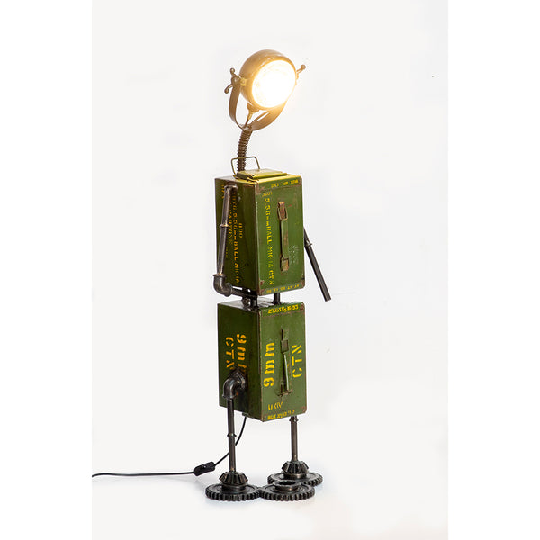 Upcycled Ammo Box Robot Table Light
