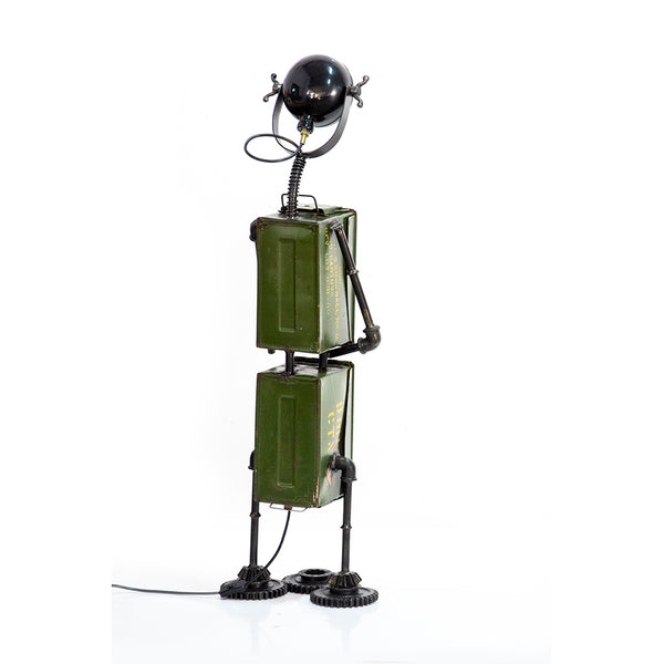 Upcycled Ammo Box Robot Table Light