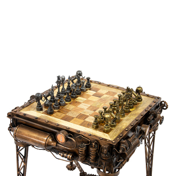 Reclaimed Iron Steampunk Theme Chess Table