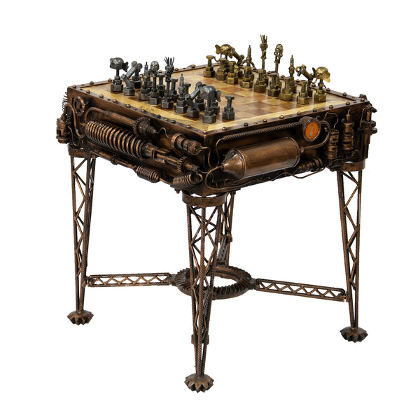 Reclaimed Iron Steampunk Theme Chess Table