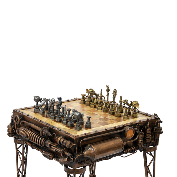 Reclaimed Iron Steampunk Theme Chess Table