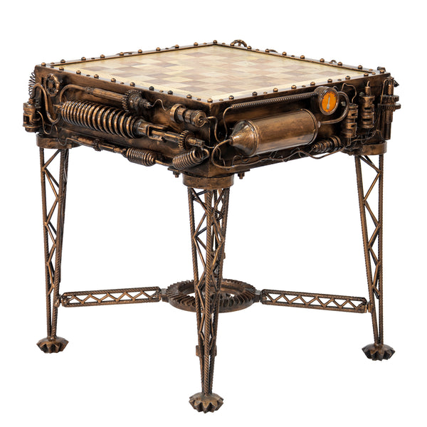 Reclaimed Iron Steampunk Theme Chess Table
