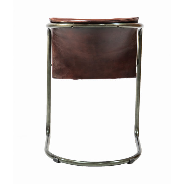 Industrial Metal Frame Chair with Leather Bucket Seat