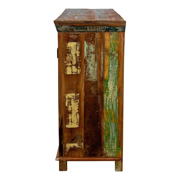 Marine Recycled 4 Drawer 2 Louvered Door Sideboard