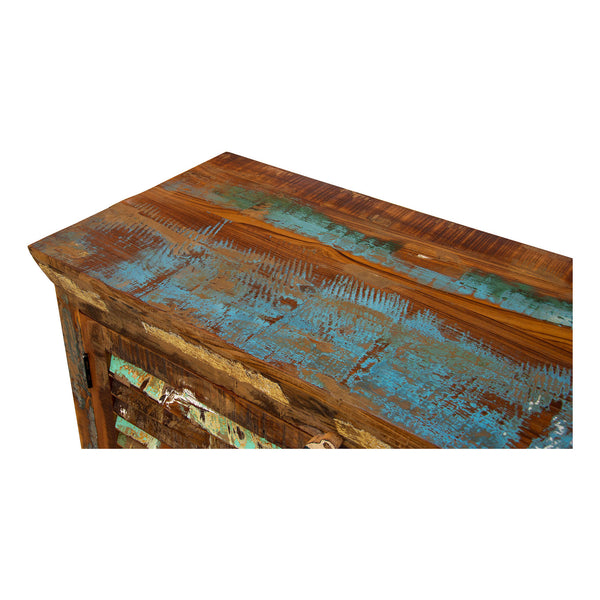 Marine Recycled 4 Drawer 2 Louvered Door Sideboard