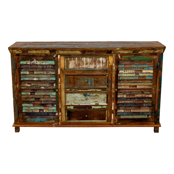 Marine Recycled 4 Drawer 2 Louvered Door Sideboard