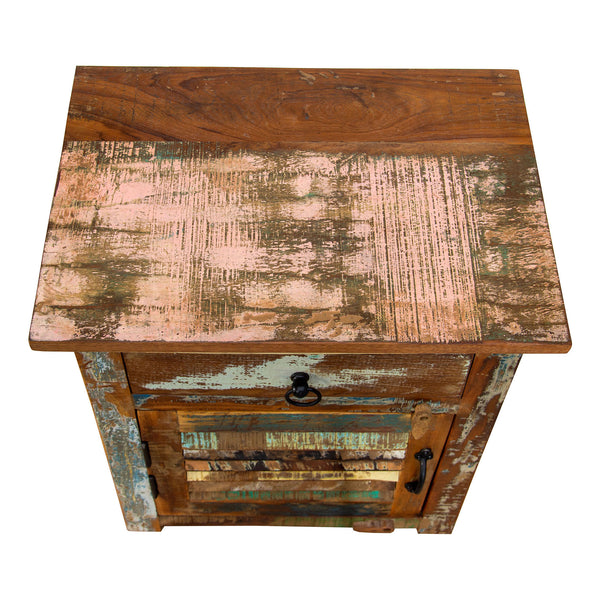 Marine Recycled 1 Drawer Bedside Cabinet with Louvered Door