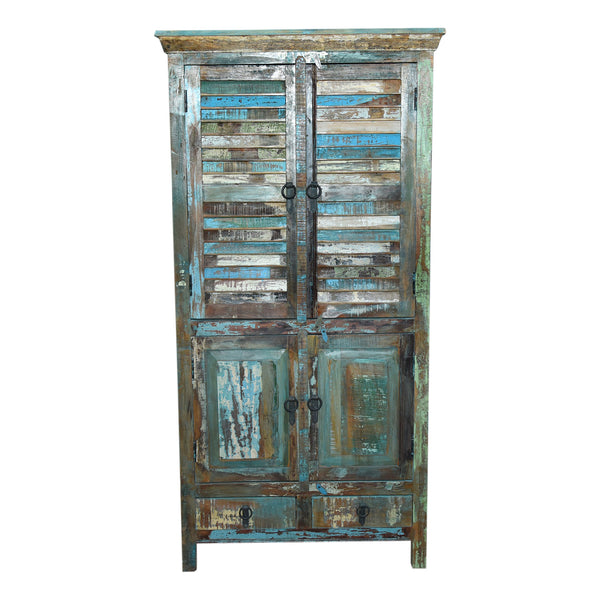 Marine Recycled 2 Drawer 4 Door Tall Cabinet