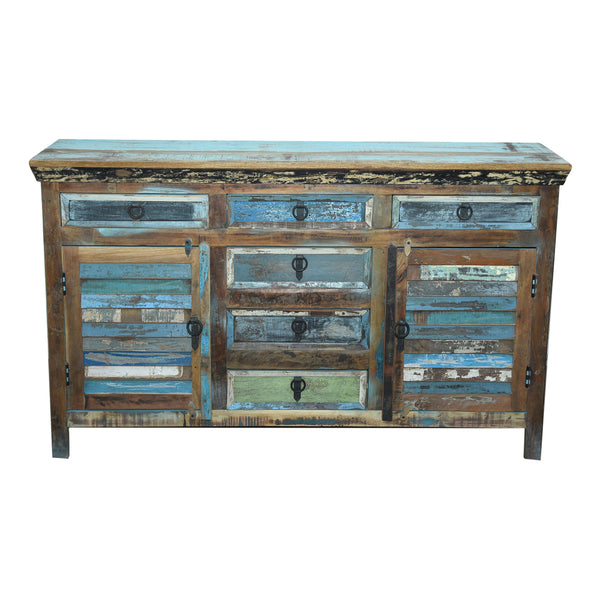 Marine Recycled 6 Drawer 2 Louvered Door Sideboard