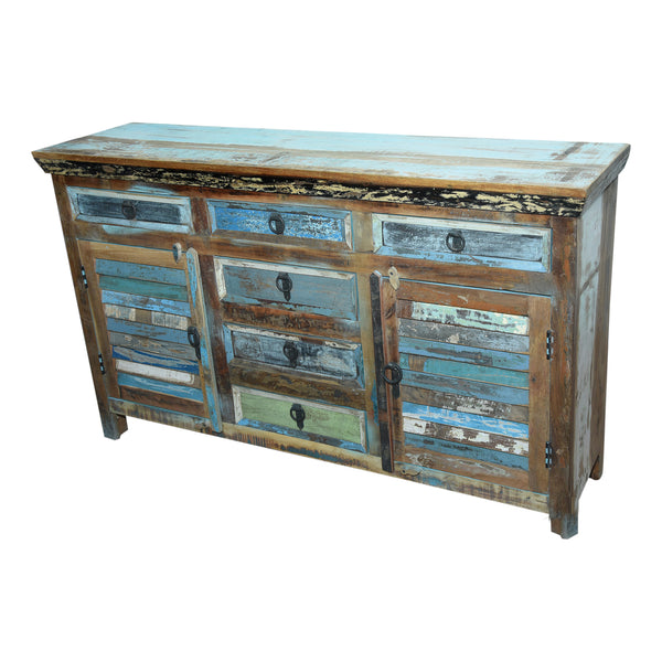 Marine Recycled 6 Drawer 2 Louvered Door Sideboard