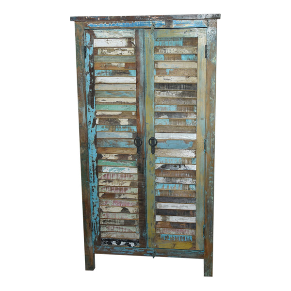 Marine Recycled 2 Louvered Door Tall Cabinet