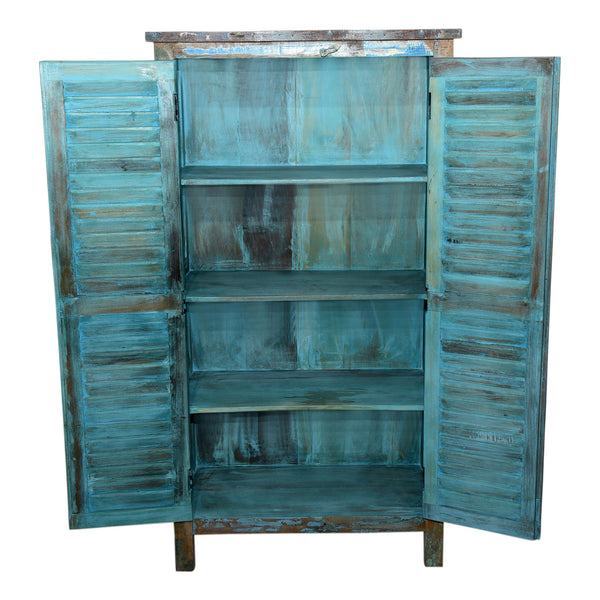 Marine Recycled 2 Louvered Door Tall Cabinet