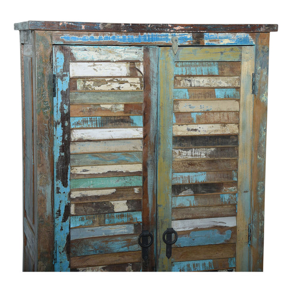 Marine Recycled 2 Louvered Door Tall Cabinet