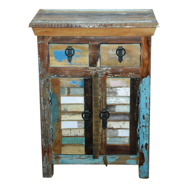 Marine Recycled 2 Drawer 2 Louvered Door Cabinet
