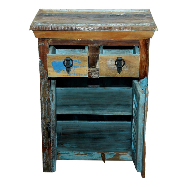 Marine Recycled 2 Drawer 2 Louvered Door Cabinet