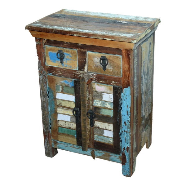 Marine Recycled 2 Drawer 2 Louvered Door Cabinet